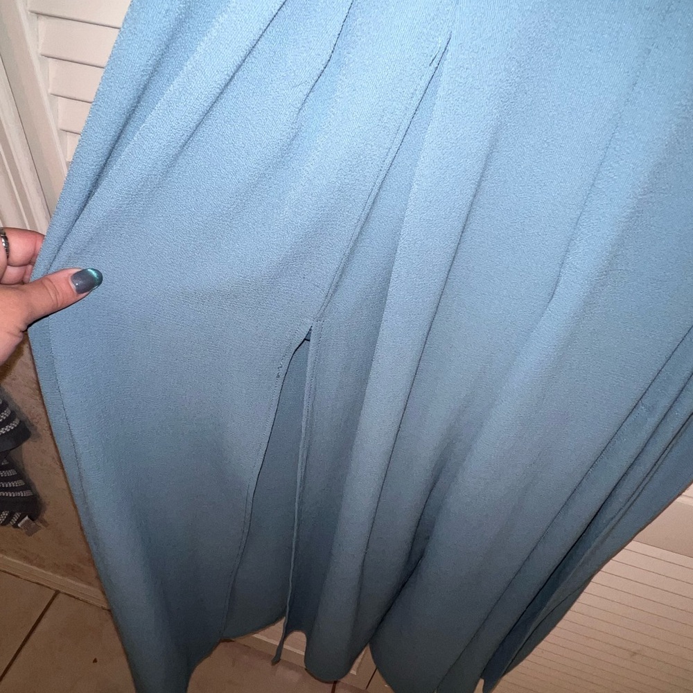 Very J Medium Light Blue Sleeveless Jumpsuit - Picture 3 of 5